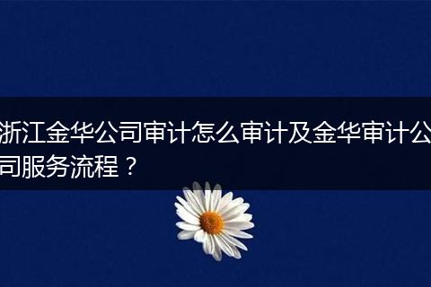 浙江金华公司审计怎么审计及金华审计公司服务流程？