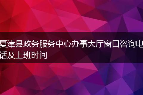 夏津县政务服务中心办事大厅窗口咨询电话及上班时间