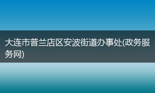大连市普兰店区安波街道办事处(政务服务网)