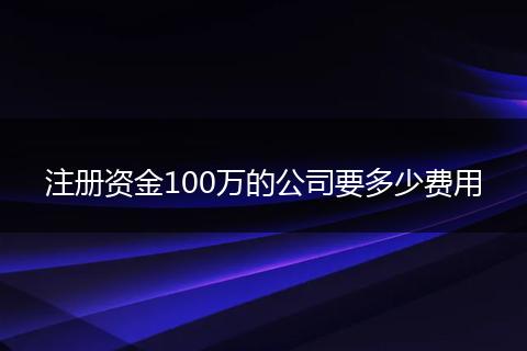 注册资金100万的公司要多少费用
