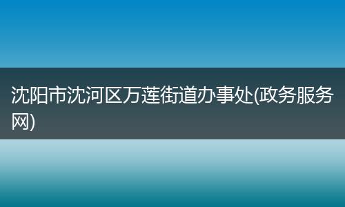 沈阳市沈河区万莲街道办事处(政务服务网)