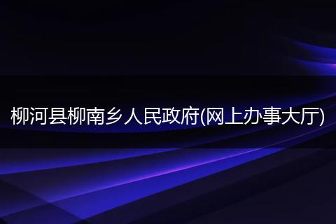 柳河县柳南乡人民政府(网上办事大厅)