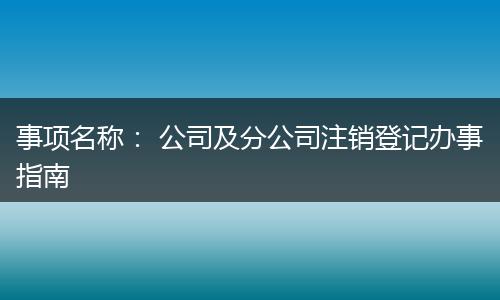 事项名称: 公司及分公司注销登记办事指南