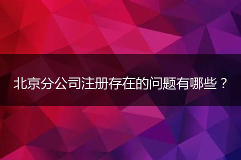 北京分公司注册存在的问题有哪些?