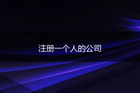 注册一个人的公司