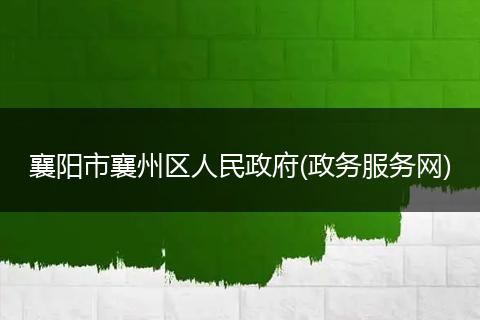 襄阳市襄州区人民政府(政务服务网)