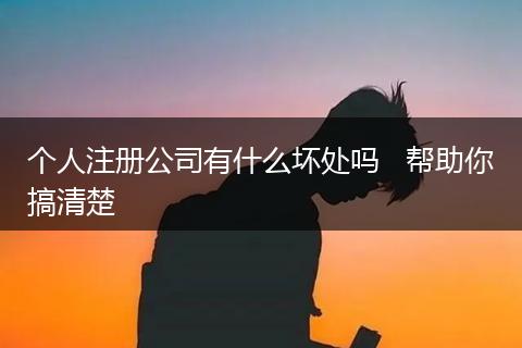 个人注册公司有什么坏处吗 帮助你搞清楚