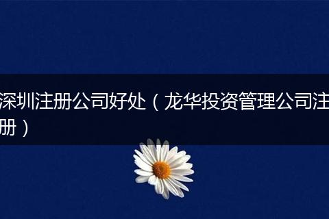 深圳注册公司好处(龙华投资管理公司注册)