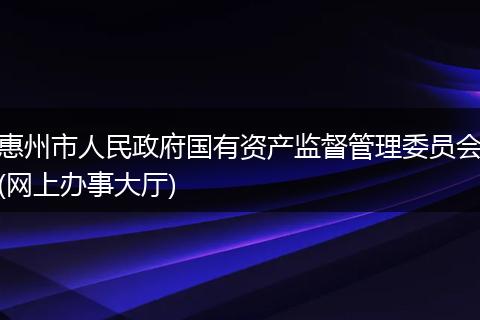 惠州市人民政府国有资产监督管理委员会(网上办事大厅)