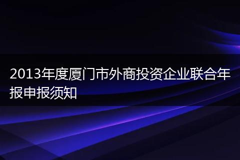 2013年度厦门市外商投资企业联合年报申报须知