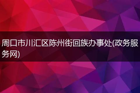 周口市川汇区陈州街回族办事处(政务服务网)