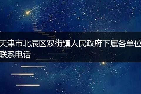 天津市北辰区双街镇人民政府下属各单位联系电话