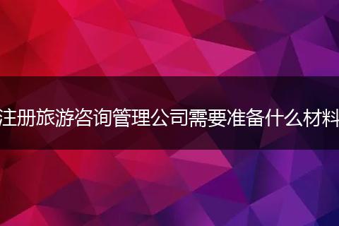 注册旅游咨询管理公司需要准备什么材料