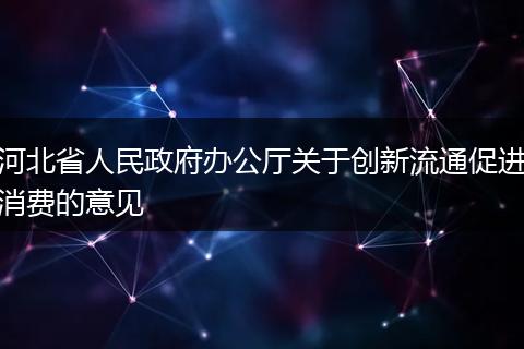 河北省人民政府办公厅关于创新流通促进消费的意见