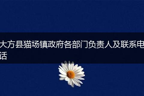 大方县猫场镇政府各部门负责人及联系电话