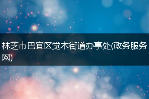 林芝市巴宜区觉木街道办事处(政务服务网)