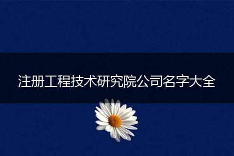 注册工程技术研究院公司名字大全