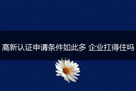 高新认证申请条件如此多 企业扛得住吗