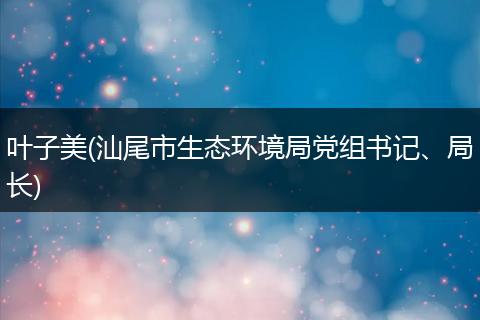 叶子美(汕尾市生态环境局党组书记、局长)