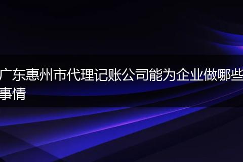 广东惠州市代理记账公司能为企业做哪些事情