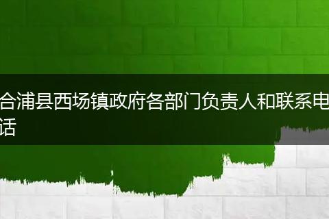 合浦县西场镇政府各部门负责人和联系电话