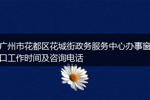 广州市花都区花城街政务服务中心办事窗口工作时间及咨询电话