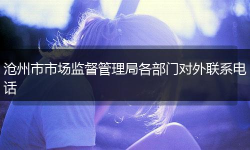 沧州市市场监督管理局各部门对外联系电话