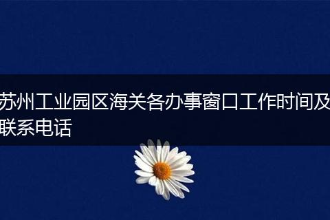 苏州工业园区海关各办事窗口工作时间及联系电话