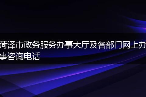 菏泽市政务服务办事大厅及各部门网上办事咨询电话