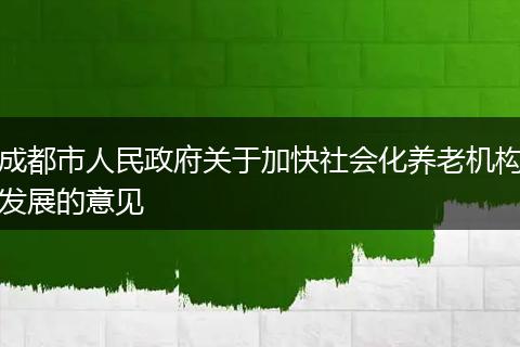 成都市人民政府关于加快社会化养老机构发展的意见