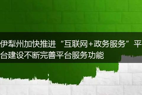 伊犁州加快推进“互联网+政务服务”平台建设不断完善平台服务功能