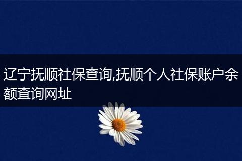 辽宁抚顺社保查询,抚顺个人社保账户余额查询网址