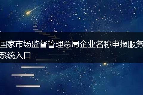 国家市场监督管理总局企业名称申报服务系统入口