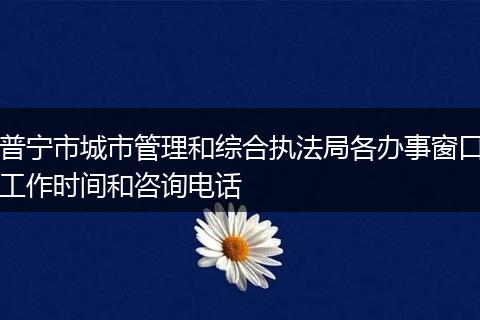 普宁市城市管理和综合执法局各办事窗口工作时间和咨询电话