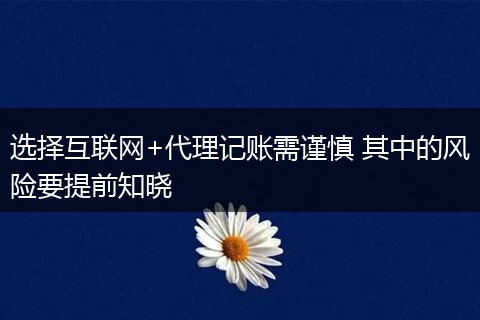 选择互联网+代理记账需谨慎 其中的风险要提前知晓