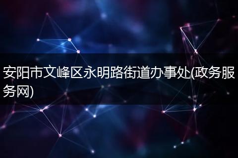 安阳市文峰区永明路街道办事处(政务服务网)