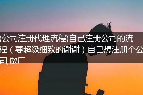 (公司注册代理流程)自己注册公司的流程（要超级细致的谢谢）自己想注册个公司,做厂