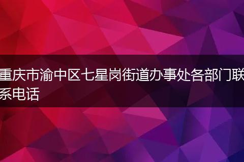 重庆市渝中区七星岗街道办事处各部门联系电话