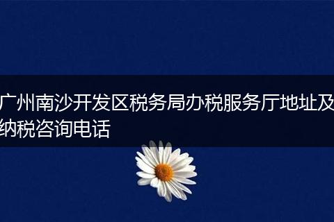 广州南沙开发区税务局办税服务厅地址及纳税咨询电话