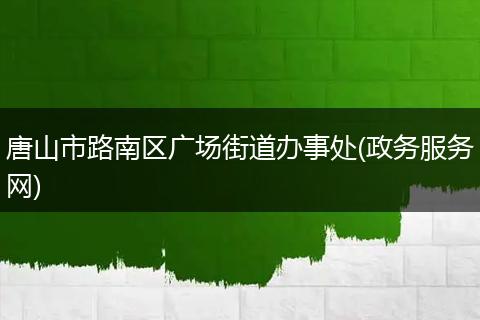唐山市路南区广场街道办事处(政务服务网)