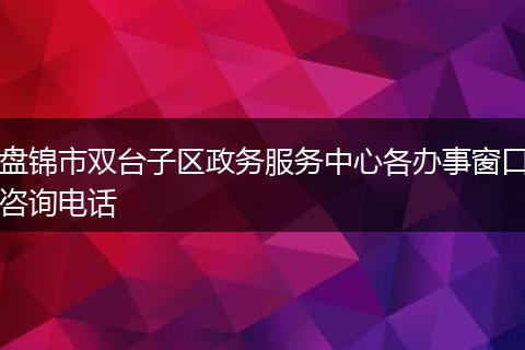 盘锦市双台子区政务服务中心各办事窗口咨询电话