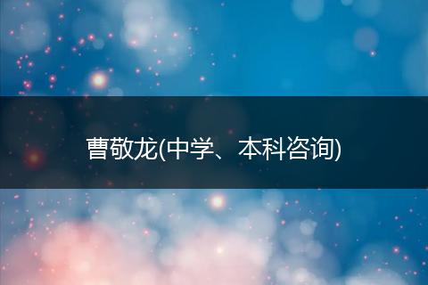 曹敬龙(中学、本科咨询)