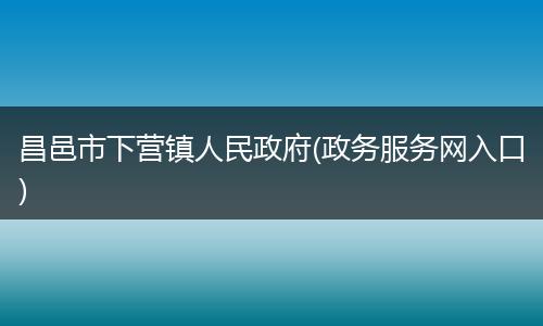 昌邑市下营镇人民政府(政务服务网入口)