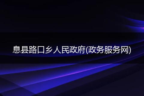 息县路口乡人民政府(政务服务网)