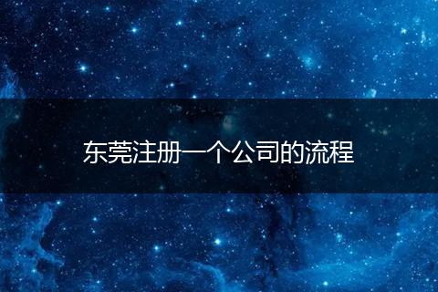 东莞注册一个公司的流程