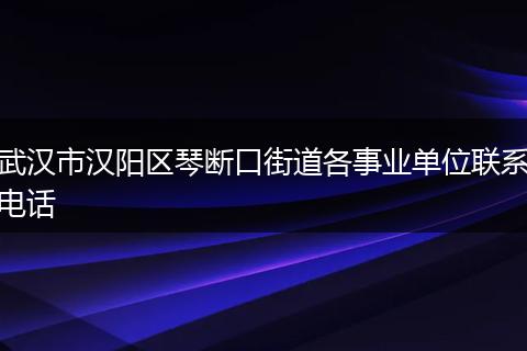 武汉市汉阳区琴断口街道各事业单位联系电话