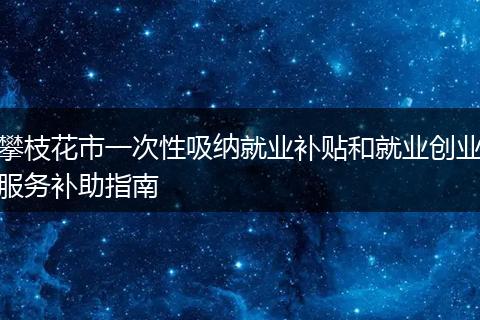 攀枝花市一次性吸纳就业补贴和就业创业服务补助指南