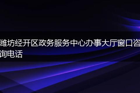 潍坊经开区政务服务中心办事大厅窗口咨询电话