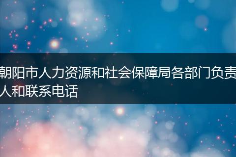 朝阳市人力资源和社会保障局各部门负责人和联系电话