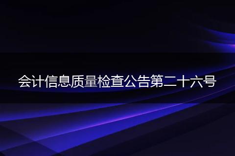 会计信息质量检查公告第二十六号
